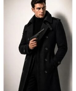 James Bond 007 First Light Black Trench Coat
