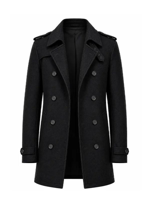 James Bond 007 First Light Black Trench Coat James Bond 007 First Light Black Wool Coat