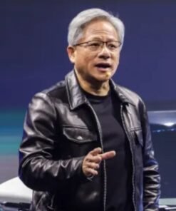 Jensen Huang Signature Black Leather Trucker Jacket