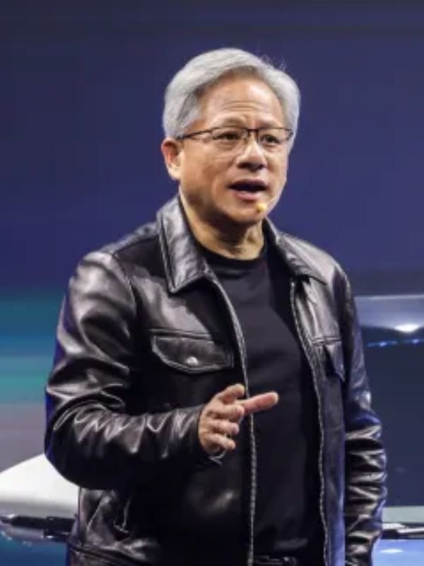 Jensen Huang Signature Black Leather Trucker Jacket Jensen Huang Signature Black Leather Trucker Jacket