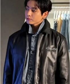 Jungkook CK JK Leather Jacket Jungkook CK Black Leather Jacket