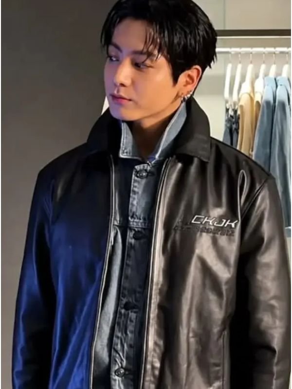 Jungkook CK JK Leather Jacket Jungkook CK Black Leather Jacket