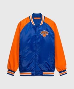 New York Knicks Inductee Satin Varsity Jacket Blue