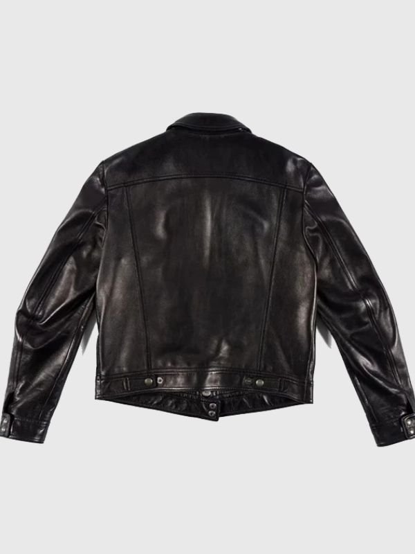 Jensen Huang Signature Black Leather Trucker Jacket Nvidia CEO Jensen Huang's Signature Black Leather Jacket