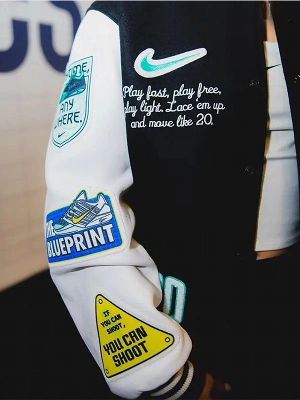 Sabrina Ionescu Nike Any Time Any Where Varsity Jacket Sabrina Ionescu Nike Any Time Any Where Black and White Jacket