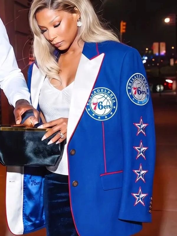 Savannah James Philadelphia 76ers Blazer Savannah James NBA Philadelphia 76ers Double Breasted Blue Blazer