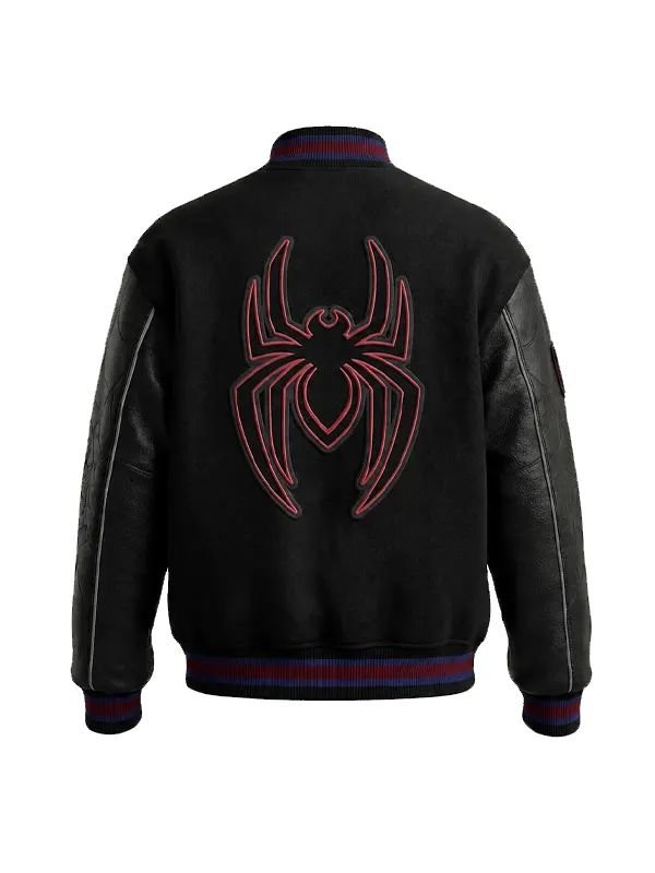 Spider-Man Varsity Bomber Jacket Spider-Man Black Varsity Jacket