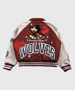 Mickey Mouse Wolves Club Rudy Maroon Letterman Jacket Wolves Club Mickey Mouse 2026 Maroon Letterman Jacket