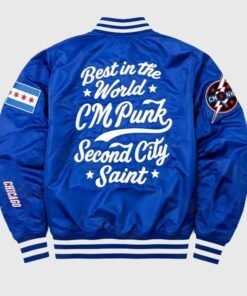 CM Punk Chicago Cubs Blue Jacket Wrestler CM Punk Chicago Cubs Blue Jacket
