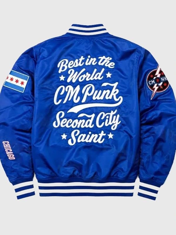 CM Punk Chicago Cubs Blue Jacket Wrestler CM Punk Chicago Cubs Blue Jacket