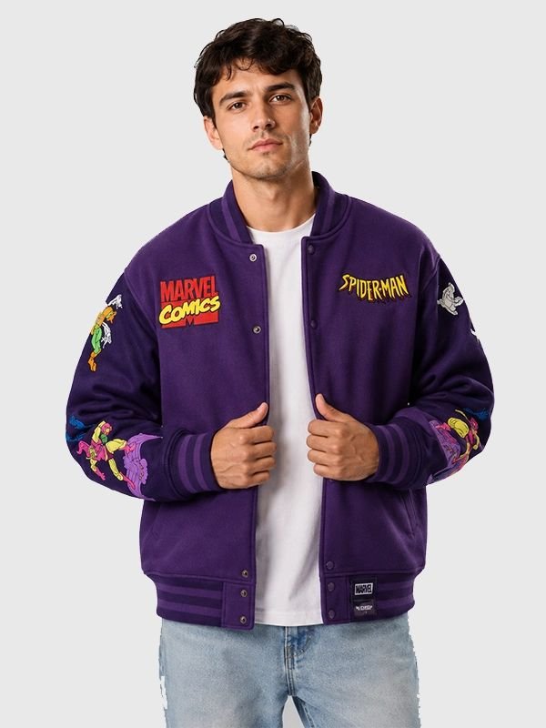 Cakeworthy Spider Man 90's Varsity Jacket Cakeworthy Spider Man 90's Varsity Jacket