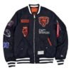 Ryan Gosling Ghost Rider Black Leather Jacket Chicago Bears Alpha Industries MA-1 Bomber Jacket