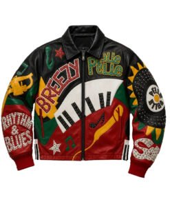 Chris Brown R&B Tour 2026 Breezy Leather Jacket Front