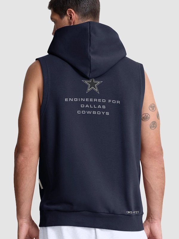 Dallas Cowboys 2026 Sideline Sleeveless Hoodie Dallas Cowboys 2026 Nike Sideline Dri FIT Navy Sleeveless Hoodie