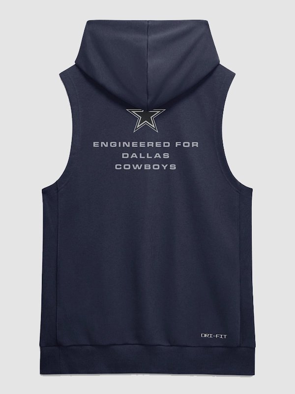 Dallas Cowboys 2026 Sideline Sleeveless Hoodie Dallas Cowboys Nike Sideline Navy Dri FIT Sleeveless Hoodie 2026