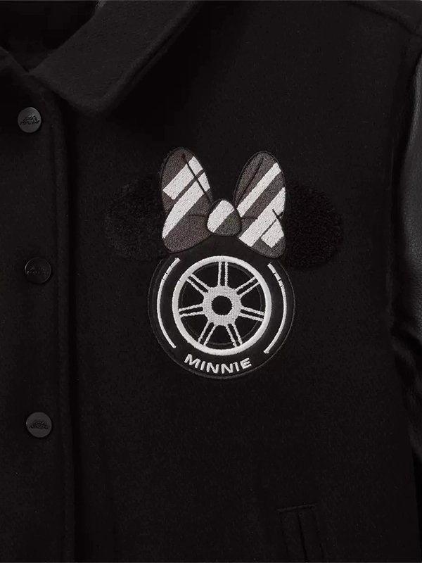 Disney x Formula 1 Minnie Mouse Varsity Jacket F1 Minnie Mouse Black Varsity Jacket