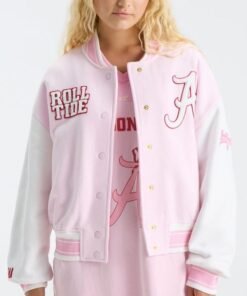 Fanatics x LoveShackFancy Pink Collegiate Varsity Jacket