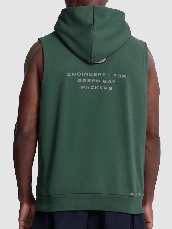 Green Bay Packers 2026 Sideline Sleeveless Hoodie Green Bay Packers 2026 Nike Sideline Dri FIT Green Sleeveless Hoodie