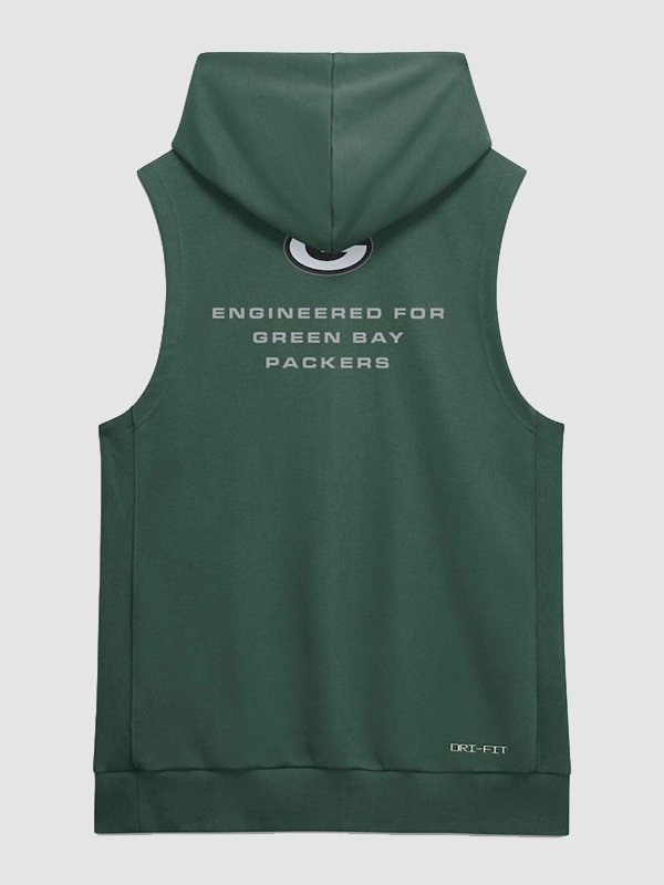 Green Bay Packers 2026 Sideline Sleeveless Hoodie Green Bay Packers Nike Sideline Green Dri FIT Sleeveless Hoodie 2026