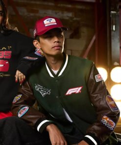 Green Brown 2026 Pixar Cars Lightning McQueen Varsity Jacket