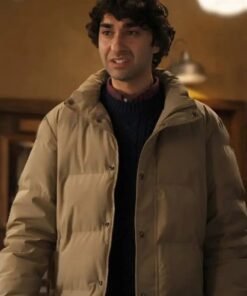 Jumanji Open World 2026 Alex Wolff Beige Puffer Jacket