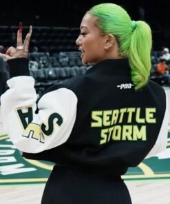 Kayce Kirihara WNBA Seattle Storm Team Cropped Jacket Kayce Kirihara WNBA Seattle Storm Team Black and White Jacket