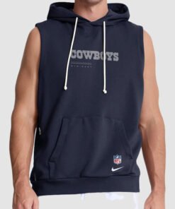 Dallas Cowboys 2026 Sideline Sleeveless Hoodie Nike Dallas Cowboys 2026 Navy Sideline Standard Issue Dri FIT Sleeveless Hoodie