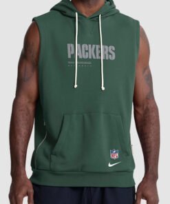 Green Bay Packers 2026 Sideline Sleeveless Hoodie Nike Green Bay Packers 2026 Green Sideline Standard Issue Dri FIT Sleeveless Hoodie