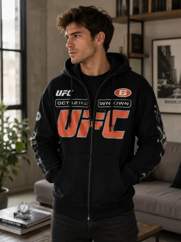 Drake’s OVO x UFC 2026 Hooded Jacket OVO x UFC 2026 Drake Black Fleece Hooded Jacket