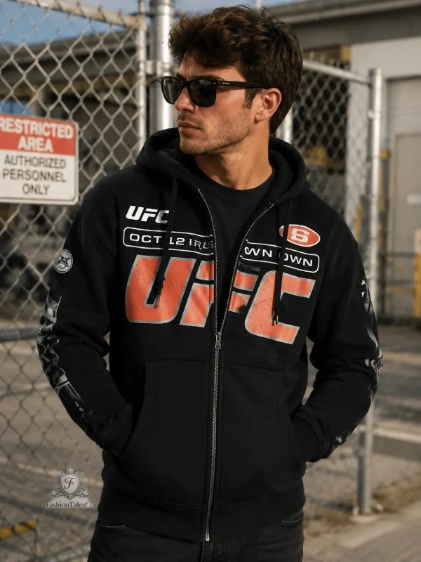 Drake’s OVO x UFC 2026 Hooded Jacket OVO x UFC Black Hooded Fleece Jacket 2026