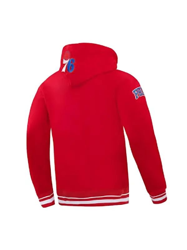 Philadelphia 76ers Red Classic Rib Hoodie Philadelphia 76ers Classic Rib Pullover Hoodie