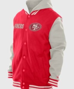 San Francisco 49ers New Era 2026 Red Gray Full Snap Fleece Hoodie Jacket