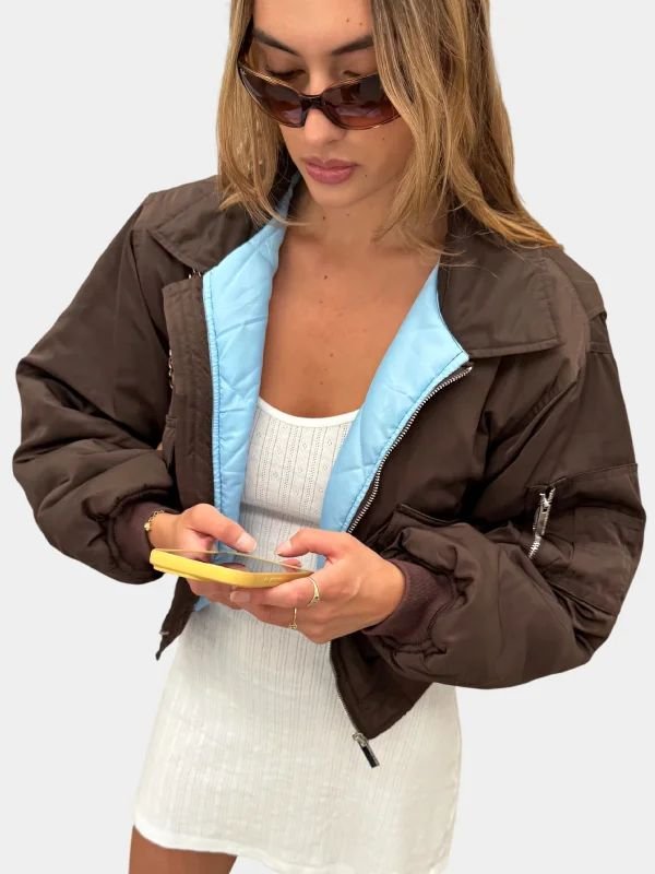 Scarlet and Sam Bomber Jacket Scarlet And Sam Capsule Brown Bomber Jacket