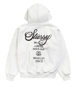 Stüssy World Tour Zip White Hoodie
