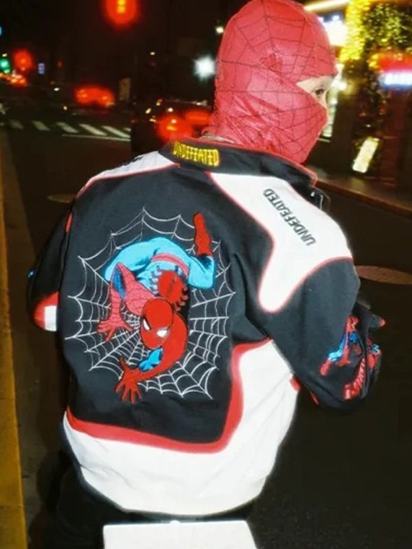 Undefeated x Spider-Man FW26 Varsity Jacket Undefeated x Spider-Man FW26 Varsity Jacket Black & White