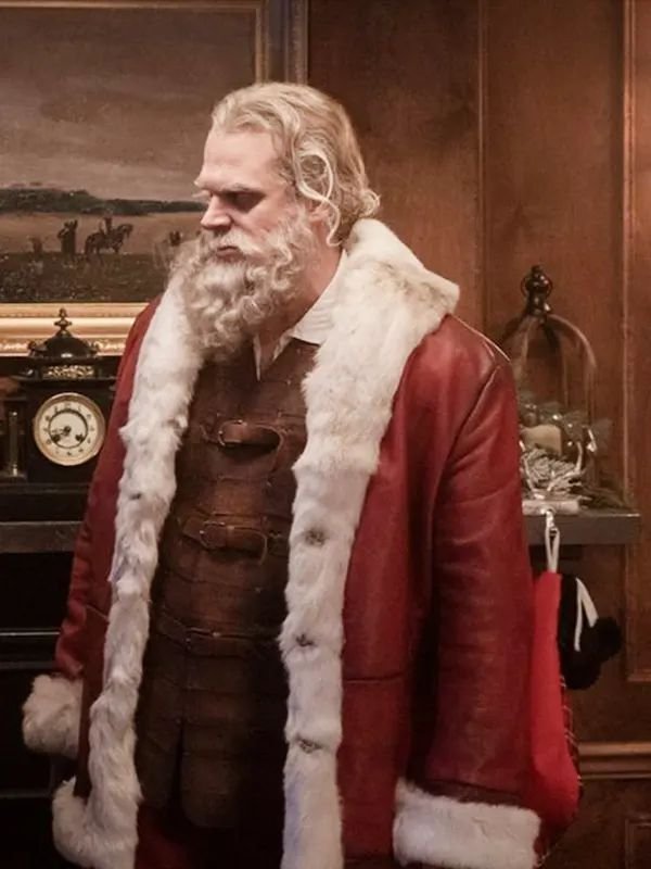 Violent Night 2 David Harbour Santa Red Leather Coat Violent Night 2 David Harbour Santa Red Leather Coat