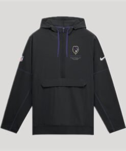 Womens Baltimore Ravens 2026 Sideline Anorak Half-Zip Jacket Womens Baltimore Ravens 2026 Sideline Anorak Black Jacket