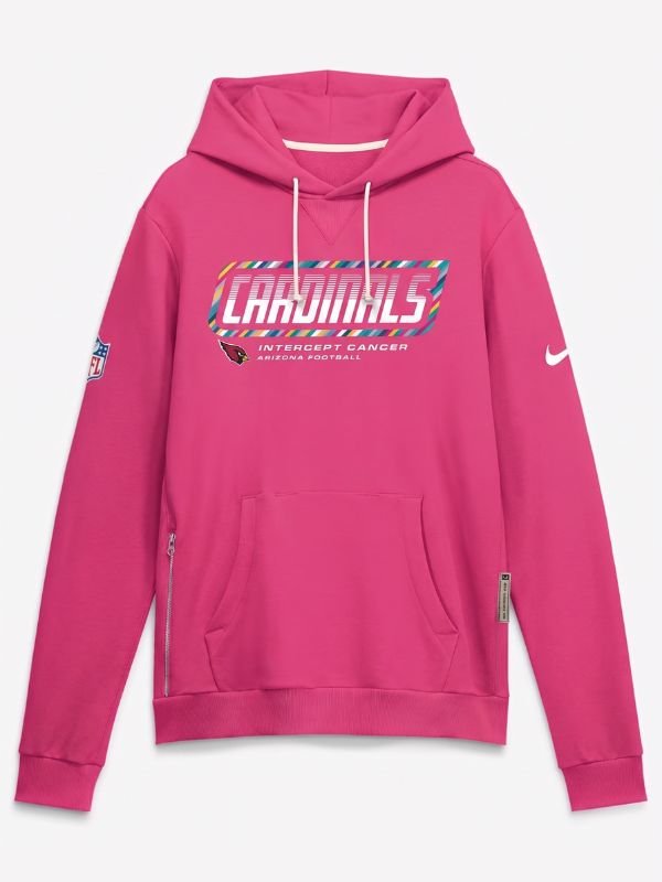Arizona Cardinals Crucial Catch Hoodie 2026 2026 Arizona Cardinals Crucial Catch Sideline Pullover Hoodie Pink