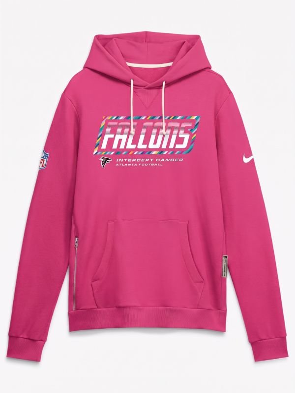 Atlanta Falcons Crucial Catch Hoodie 2026 2026 Atlanta Falcons Crucial Catch Sideline Pullover Hoodie Pink