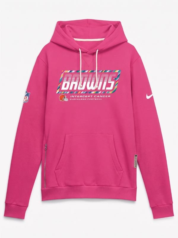 Cleveland Browns Crucial Catch Hoodie 2026 2026 Cleveland Browns Crucial Catch Sideline Pullover Hoodie Pink
