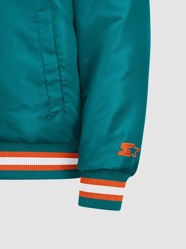 2026 Miami Dolphins Starter Courtside Varsity Jacket 2026 Miami Dolphins Starter Courtside Satin Jacket