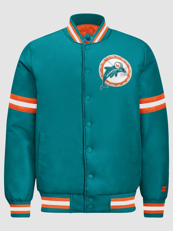 2026 Miami Dolphins Starter Courtside Varsity Jacket 2026 Miami Dolphins Starter Courtside Varsity Jacket