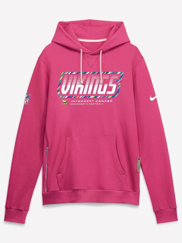 Minnesota Vikings Crucial Catch Hoodie 2026 2026 Minnesota Vikings Crucial Catch Sideline Pullover Hoodie Pink