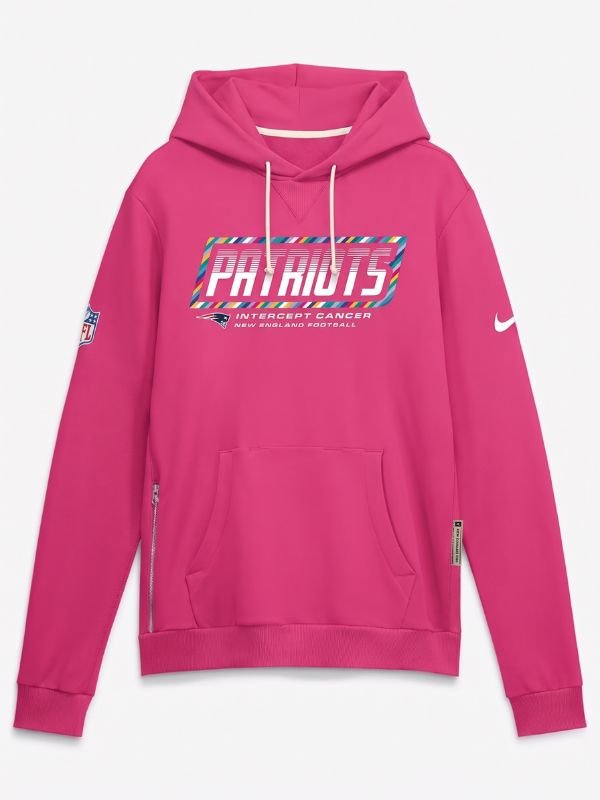 New England Patriots Crucial Catch Hoodie 2026 2026 New England Patriots Crucial Catch Sideline Pullover Hoodie Pink