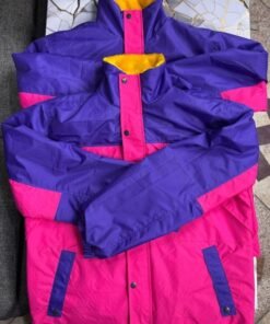 Womens Retro 90s Color Block Windbreaker Jacket 90s Streetwear Womens Medium Lined Color Block