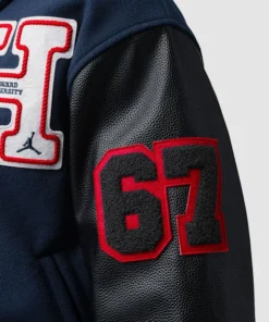 Jordan Flight x Howard University Varsity Jacket Air Jordan x Howard University Lettermen Jacket Navy Blue