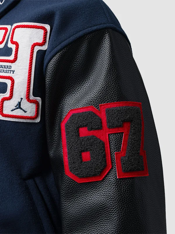 Jordan Flight x Howard University Varsity Jacket Air Jordan x Howard University Lettermen Jacket Navy Blue