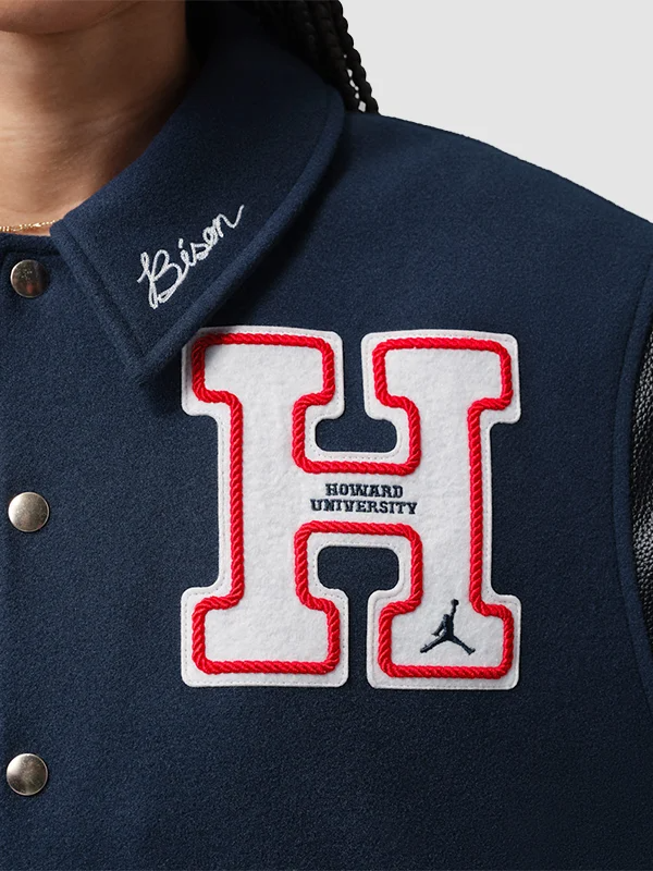 Jordan Flight x Howard University Varsity Jacket Air Jordan x Howard University Navy Blue Jacket