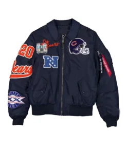 Chicago Bears New Era x Alpha Industries MA-1 Bomber Jacket Alpha Industries Chicago Bears MA-1 Navy Blue Bomber Jacket