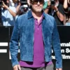 Brad Pitt NASCAR Cup Series 2026 Green Bomber Jacket Brad Pitt San Sebastián Film Festival Blue Suede Jacket